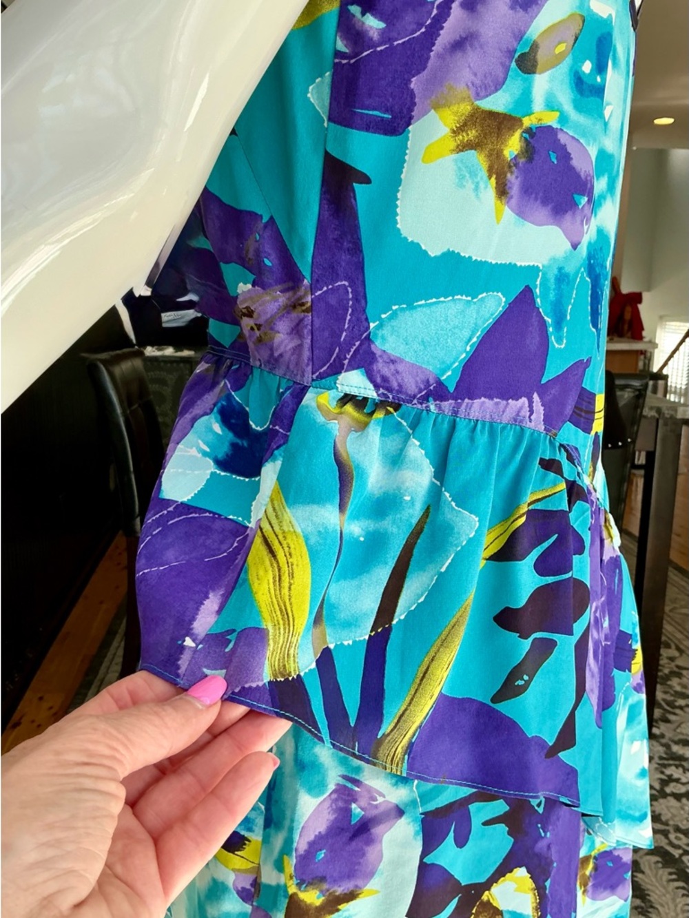 Trina Turk All Silk Vibrant Birthstone Colors Floral lightweight Mini Dress 4 - Picture 11 of 11